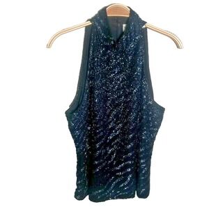 Vintage Beaded Evening Halter Top Beaded 100% Silk Vintage Size L Formal Sz L